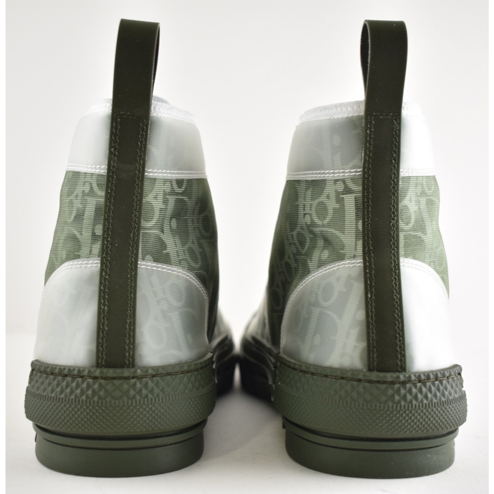 Dior Mens B23 Green Oblique Logo Transparent High Top Lace Up Flat Sneaker 44 11 - Picture 15 of 16